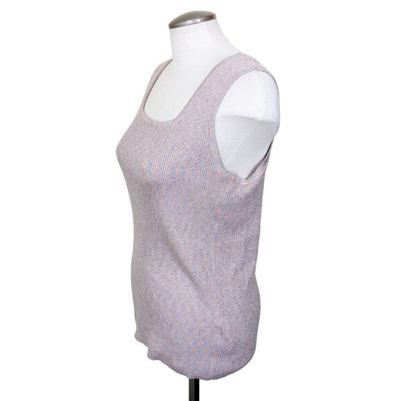 Womens Tank Top Plus Size 1X Knit Ribbed Metallic Square Neck Stretch Speckled - Picture 2 of 6